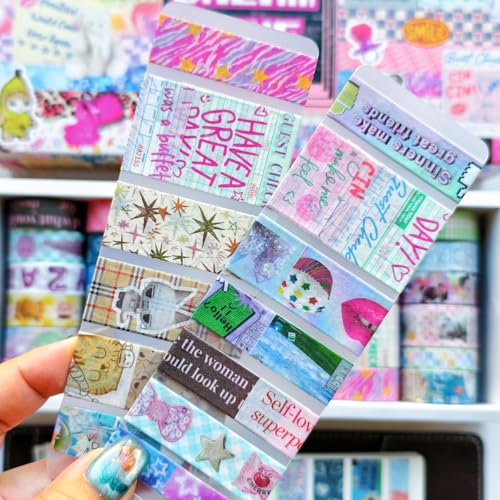 36 Rolls Vaporwave Aesthetic Washi Tape Set, Decorative Scrapbook Tape for Journaling, Bullet Journals, Planners, DIY Crafts and Gift Wrapping - color: DREAM_WAVE