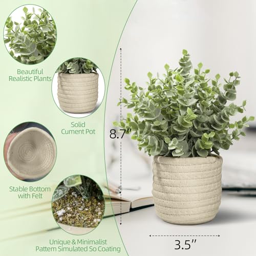 Hopewood Faux Plants, Fake Plants Eucalyptus Potted for Home Office Desk, Artificial Eucalyptus with a Weave Basket for Indoor Greenery Tabletop - color: Green Plant Style E