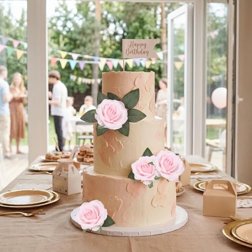 25PCS Light Pink Roses Artificial Flowers 3.94" Large Silk Roses with Stems Real Look Artificial Roses for Wedding Table Centerpieces Arrangement Home Decor(Light Pink) - color: Light Pink
