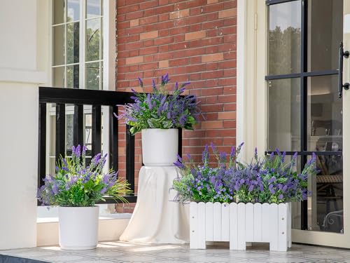 Green Moon 20PCS Artificial Plants Outdoor, Faux Lavender & Greenery Stems | UV Resistant Faux Outdoor plants, Artificial Flowers for Outdoors, Garden Patio Porch, Window Box, Spring Summer Home Decor - color: Lavender