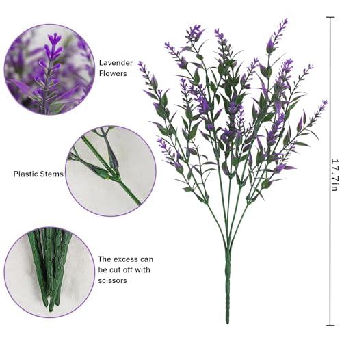 42 Pcs Fake Lavender Flowers Outdoor UV Resistant Faux Plastic Lavender Flowers No Fade Artificial Lavender Purple Plants for Outside Garden Porch Window Box Hanging Planter Decor (Purple) - color: Purple, size: 42 Pcs