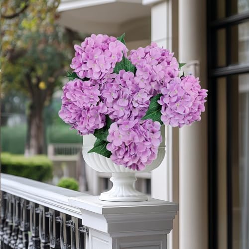 6PCS Purple Hydrangea Artificial Flowers, Bulk Silk Fake Flower with Stems, Faux Hydrangeas Bouquets for Home Décor, Wedding, Party, and Office Table Centerpieces. - color: Purple
