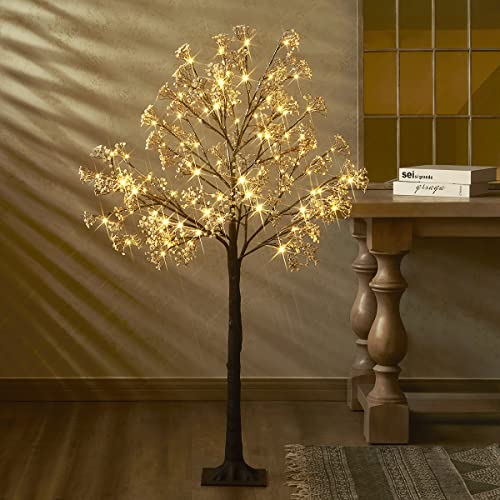 LITBLOOM Lighted Baby Breath Tree Plug in 4FT 90 Lights, Faux Plant Tree with Lights for Home Christmas Decoration Inside Outside - style: 4FT Baby's Breath
