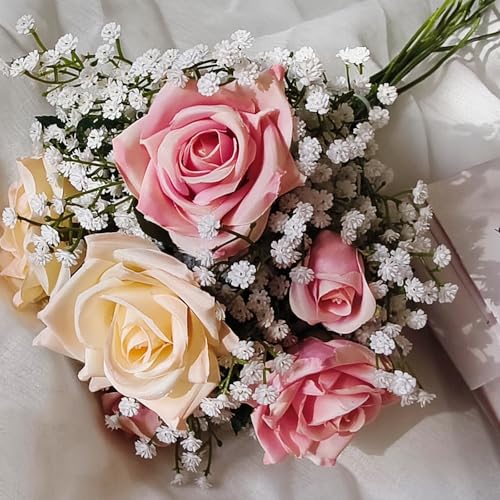 36 Pcs Babys Breath Artificial Flowers, Baby Breath Flowers Artificial Bulk Long Stem Fake Babies Breath Faux Gypsophila White Flowers Artificial for Decoration (No Eucalyptus Stems) - color: White, size: 36 Pcs