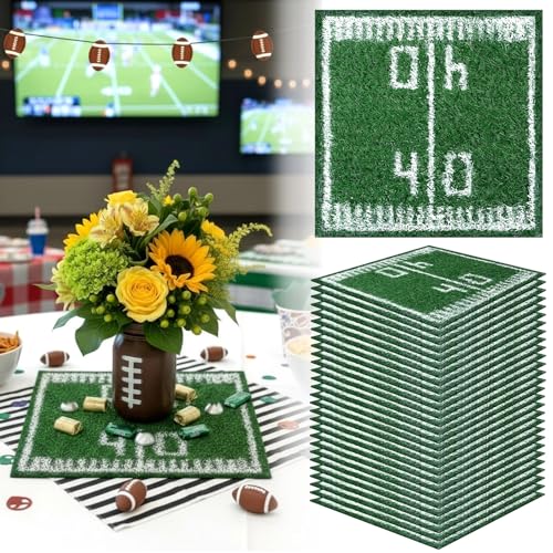 Suncalla 8 Pcs Football Grass Placemats Table Centerpieces Decoration 12 x 12 Inch Artificial Grass Mats Number 40 Football Table Placemats for Soccer Tailgate Birthday Party Decor Supplies - color: Number 40, size: 12 x 12 Inch