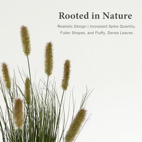 24 inches Extra Lush Artificial Reed Grass (6pcs), Luxury Fake Plants with 10 Heads Dogtail Flower, Luxury Faux Greenery with Dogtail for Garden Porch and Home Decor (Green-10) - color: Green-10, size: 24 inches