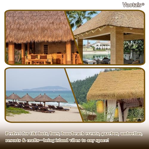 Realistic Synthetic Thatch Roll Sun-Bleached Yellow - 18 & 30 Inch Widths - Reinforced Weave for Mexican Palapa, Tiki Bars, Hawaiian Parties & Patio Decor (18 Inch Width x 4 Feet Length)