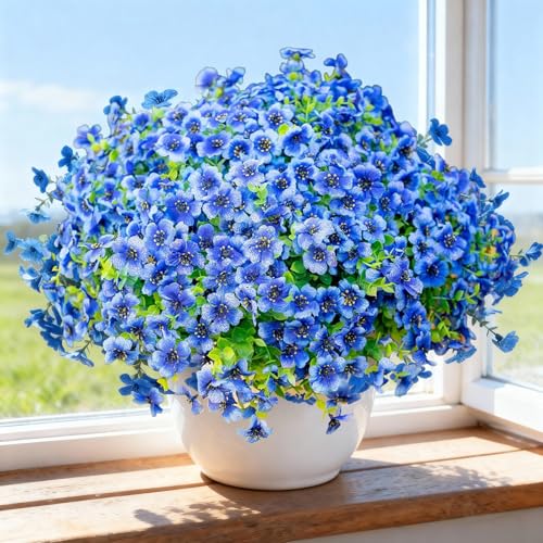 Artificial Flowers for Outdoors,Blue