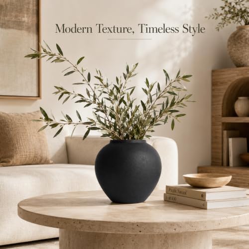 Rustic Ceramic Vase, 8.3" Black Farmhouse Tall Vase, Vintage Vases, Modern Terracotta Decor Vases for Home Decor, Living Room, Entryway, Table Centerpieces, Shelf, Kitchen, Housewarming Gifts - color: Black, size: 8.3in