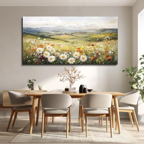 FUHAIHUA Canvas Wall Art For Living Room Large Framed Wall Decor For Office Modern Bedroom Decorations Prairie Flowers Landscape Pictures Farmhouse Paintings Artwork Aesthetic Home Decor 30" x 60" - color: Prairie Flower, size: 60"L x 30"W
