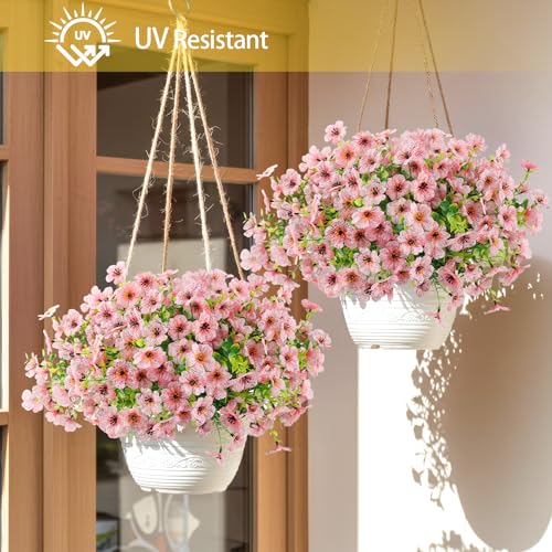 ATTGREAT Artificial Flowers Outdoors Faux Plants UV Resistant Fake Flowers Daisy 12 Bundles Plastic Greenery Plnats Outside for Garden Planter Patio Porch Spring Summer Home Home Decor, Pink - color: Pink, size: 12PCS