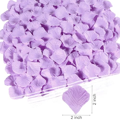 900 Pcs Rose Petals Artificial Silk Flower Petals Romantic Decorations for Wedding Engagement Birthday Event Anniversary Party Backdrop Supplies Light Purple - color: Light Purple