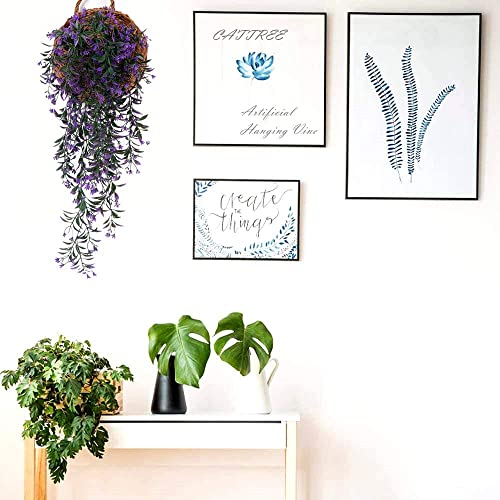 CATTREE Artificial Hanging Vine Flowers, Weeping Willow Plastic Plants Greenery Fake Plants Faux Ivy for Indoor Outdoor Garden Door Wall Baskets Wedding Party Table Decor Decoration Purple 4 Pcs - color: Ivy (Purple) 4pcs