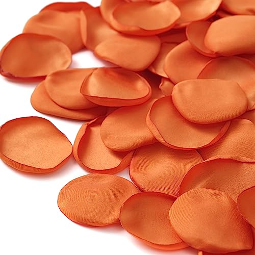 TINGE TIME 200pcs Silk Rose Petals Burnt Orange Flower Petals for Wedding, Flower Girl Basket, Aisle Runner, Romantic Dinner Centerpieces, Proposal, Party Confetti - color: Burntorange