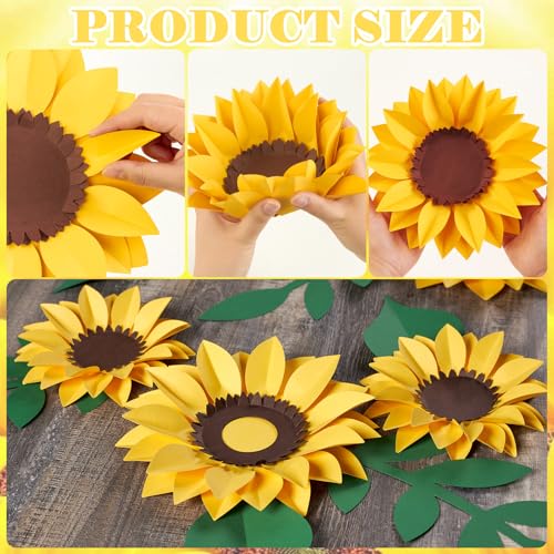 15pcs Sunflower Wall Decor, Paper Flower for Wall with 3D Artificial Flowers Yellow Bulletin Board Decoration Large Paper Flower for Background for Living Room Office Garden Wedding. - color: Sunflower 6pcs