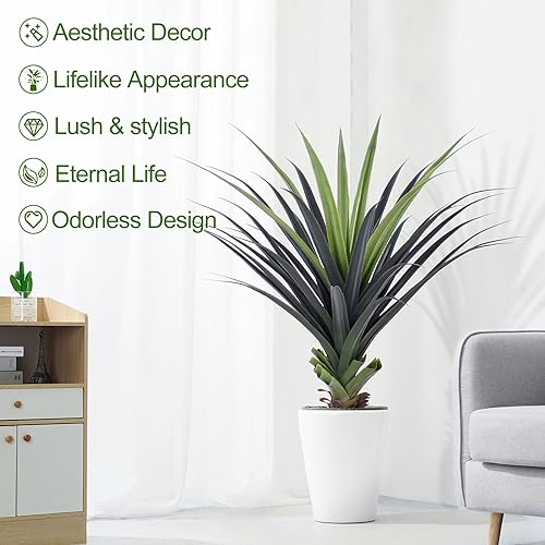 4ft Artificial Spiked Agave Plant, 48inch Faux Agave Plants Indoor Realistic Floor Plant Perfect for Front Porch, Patio, Indoor Outdoor Home, Office Decor (Set of 2) - size: 4ft