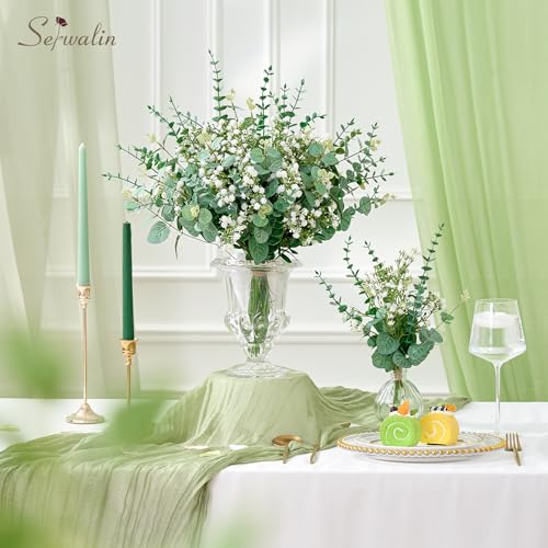 Serwalin 200 Pcs Mixed Artificial Eucalyptus Stems，Babys Breath Artificial Flowers Bulk with Artificial Fake Greenery Stems for Wedding DIY Bouquets Floral Arrangement Home Decor - size: 200pcs