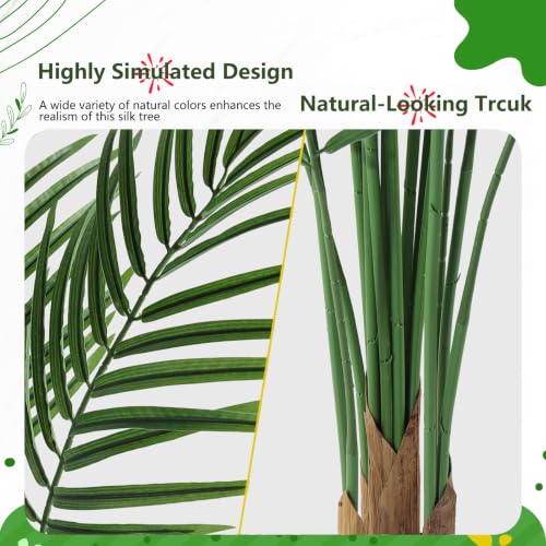 Artificial Areca Palm Plant 7Ft Fake Tropical Palm Tree Perfect Faux Dypsis Lutescens Plants in Pot for Indoor Outdoor House Home Office Garden Modern Decoration Housewarming Gift - size: 7ft