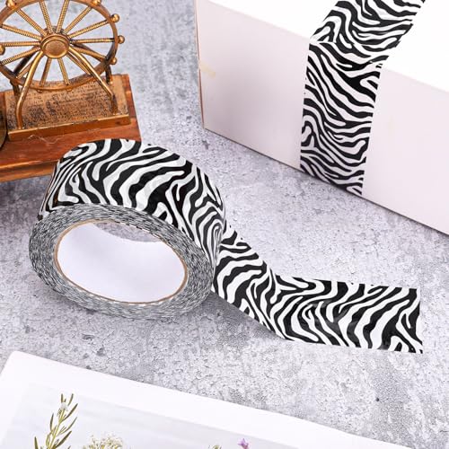 Whaline 109 Yard Zebra Packing Tape Gift Wrapping Tape Black White Zig-Zag Zebra Pattern Tapes for Small Business DIY Crafts Box Carton Decor - style: Black White Zebra Pattern