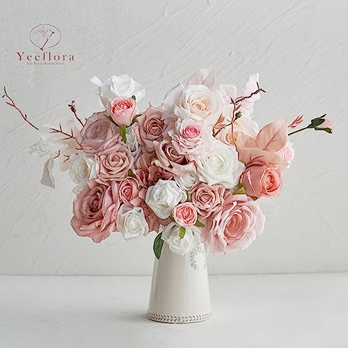 Artificial Flowers, 25pcs Artificial Rose for DIY Wedding Bouquets Centerpieces Arrangements, Pink Foam Roses with Stem for Bridal Shower Party Home Decorations - color: Pink, size: 25pcs