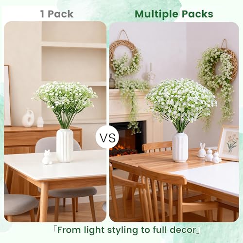 Der Rose 24PCS White Babys Breath Artificial Flowers,11'' Elegant Faux Baby Breath Flowers for Wedding Home Decor, Table Centerpieces & DIY Fake Flowers - size: 24-Baby Breath