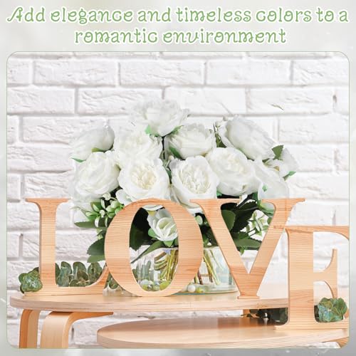JJUNW 8 Bundles White Peonies Artificial Flowers, White Fake Peonies Silk Flowers with Stems Bulk Bouquet Reusable Realistic for Vase Floral Arrangements Wedding Table Decoration