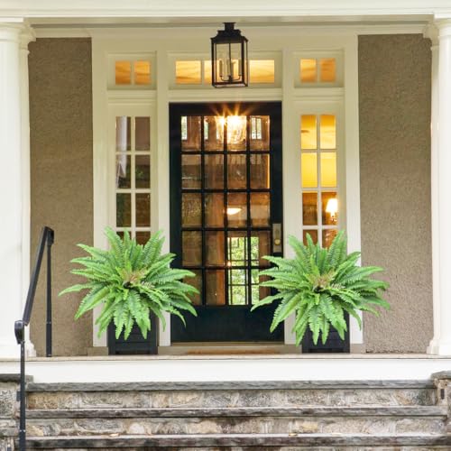 Artificial Ferns for Outdoors & Indoors, 45" Fake Ferns with 63 Fronds, Large Faux Fern Greenery Plants Ideal for Entrance Planter Porch Garden Hall Home Office Decor, Hanging or Potted - size: 63 fronds-1p