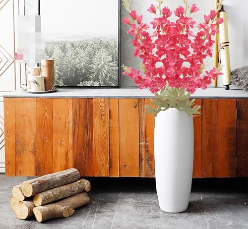 FERIAL 4pcs Artificial Delphinium Faux Rosered - color: Rose-red