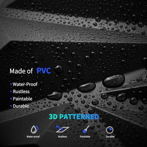 Art3dwallpanels 33 Pack 3D Wall Panel Diamond for Interior Wall Décor, PVC Flower Textured Wall Panels for Living Room Lobby Bedroom Hotel Office, Black, 12''x12'' Cover 32.Sq.Ft. - color: Black, size: 33 Pack