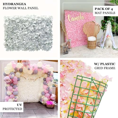 Efavormart 4 PCS Blush Silk Hydrangea Flower Mat Wall Wedding Event Decor for DIY Centerpieces Arrangements Party Home Decorations - color: Blush