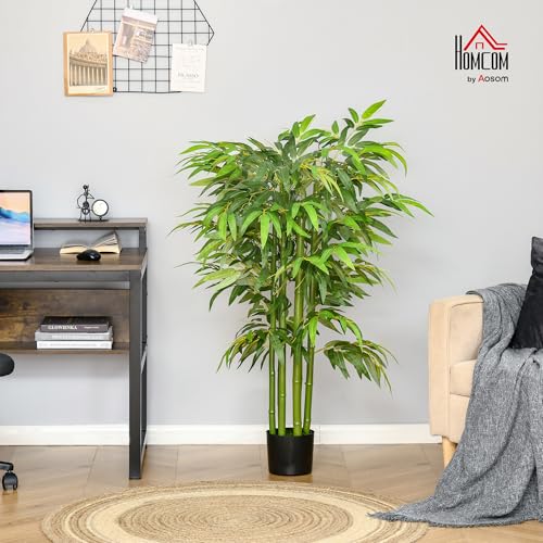 HOMCOM 4.5FT Artificial Bamboo Tree, Decorative Faux Plant in Nursery Pot for Indoor or Decor