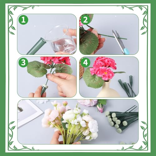 25 PCS Floral Water Tubes, 5.7 Inch Green Floral Water Tubes Single Flower Stem Waters Tube Plastic Flower Tube Vials with Caps Arrangements Supplies for Valentine's Day Wedding Birthday Supplies