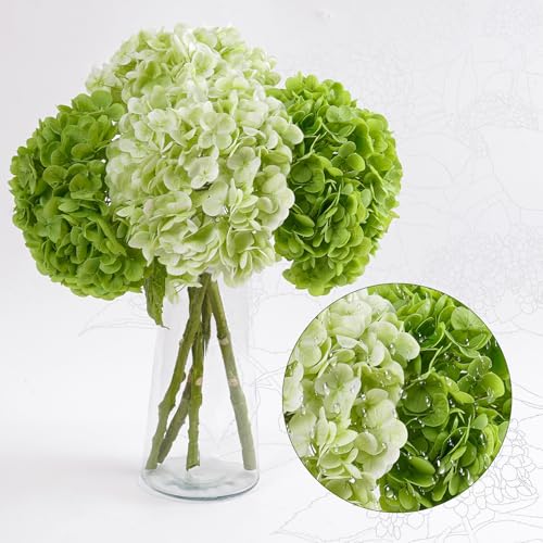 4 Pcs Hydrangea Artificial Flowers, Latex Real Touch Hydrangeas Lifelike Fake Hydrangea Flowers for Home Party Arrangements Wedding Bouquets Table Centerpieces Decor (2Dark Green&2Light Green) - color: 2 Dark Green & 2 Light Green, size: 4pcs
