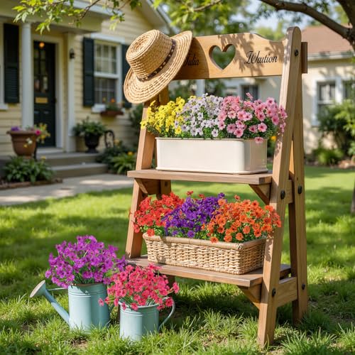 Alupssuc 24 Bundles Artificial Flowers for Outdoors Decoration, UV Resistant Silk Faux Daisy Flora Spring Fake Plastic Plants Greenery for Outside Indoor Yard Home Porch Window Box Decor, Mix 8 Colors - color: Red Rose Purple Deeppurple Orange Yellow Pink