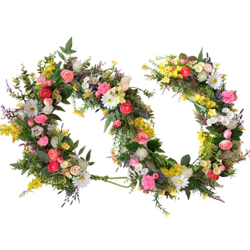 Idyllic 6Ft Spring Garland, Artificial Daisy Ranunculus Vine with Yellow Flowers for Wedding Arch, Party Decor, Mantel, Home Indoor Outdoor Decor - size: 6ft