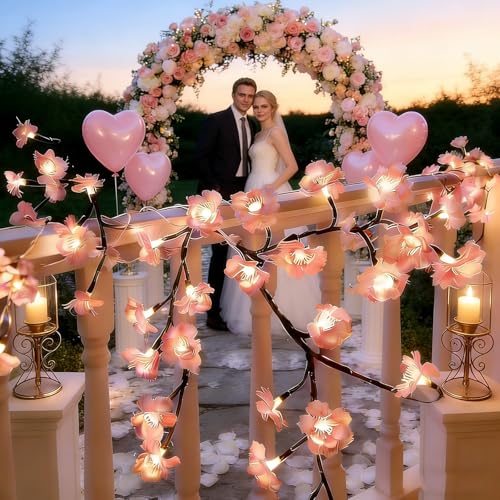Cherry Blossom Tree Light with USB Powered 96 LED Cherry Blossom Branch Lights for Wall，8 Lighting Mode, Enchanted Willow Vine Lights for Bedroom Outdoor Wedding Party Decoration(75in) - size: 75in, style: Cherry blossom
