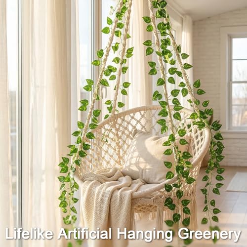 suddus Fake Vines for Room Decor 3 Pack 99 ft Aesthetic Artificial Plant Pothos Garland Hanging Greenery Leaves Decoration for Home Bedroom Wall Wedding Party Indoor Outdoor - color: Pothos, size: Fake Vines-3 Pack