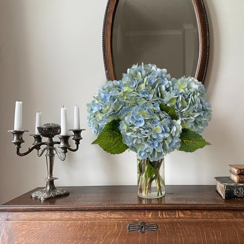 YalzoneMet 3 PCS Light Blue-Green Hydrangea Artificial Flowers 21'' Real Touch Latex Hydrangea Faux Flowers for Wedding Tables Centerpieces for Party Home Kitchen Living Room Decor - color: Light Blue-green