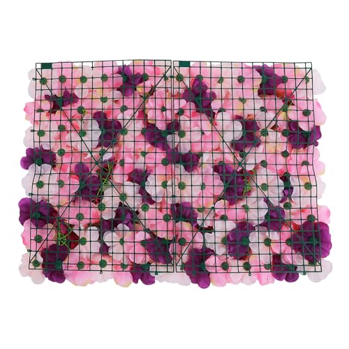 Flower Wall Panel Floral Backdrop,6pcs Champagne Flower Wall Decor,Silk Rose Wall, Artificial Flower Backdrop Faux Flower Panel for Wedding (6PCS Pink, Purple) - color: 6pcs Pink, Purple