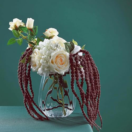 Efavormart Pack of 2 | 36-Inch Burgundy Amaranthus Artificial Flower Stems with Ivy Leaves, Realistic Cascading Faux Flowers for Wedding Arches and Tall Vases