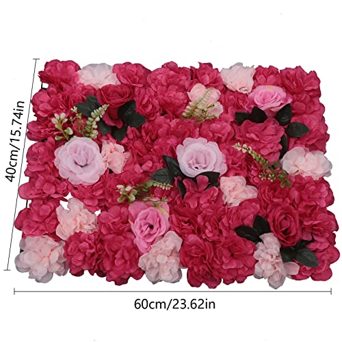 12 Pcs Artificial Flower Wall Panels, 24"x16" 3D Pink Silk Dahlia Hydrangea Rose Flowers Wall Backdrop Artificial Silk Fabric Flower Banquet Wedding Party Decor for Stage Background (Type 3) - color: Type 3