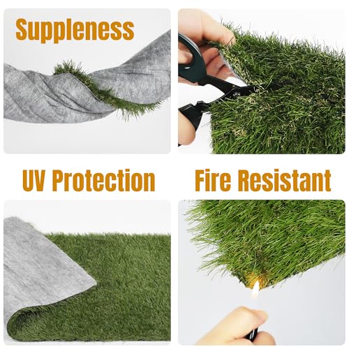 Artificial Grass Turf Rug 3.3 x 6 FT - Realistic Fake Grass Outdoor Carpet with Drainage, 1.2” High Synthetic Lawn Mat for Patio, Balcony, Garden, Pet-Friendly Indoor/Outdoor Use