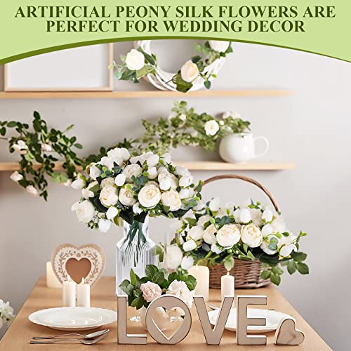 Yunsailing 8 Pack Artificial Peony Flowers Faux Silk Hydrangea Bouquet Wedding Home Table Decor Reusable Bouquet of Rose Flower for Birthday Wedding(White) - color: White, style: Peony
