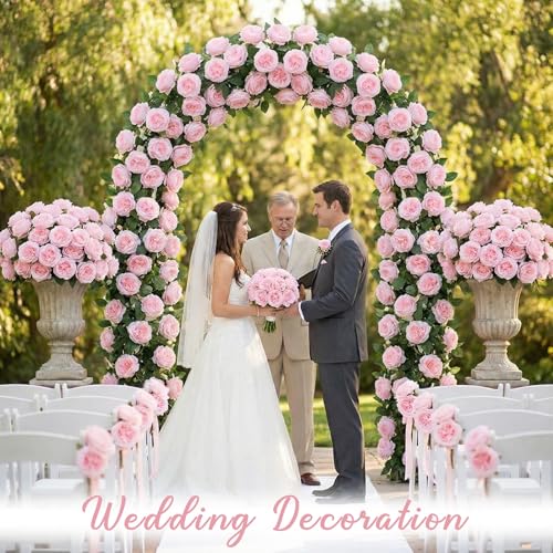 Suncalla 80 Pack Austin Rose Peonies, 3.94 Inch Artificial Flowers Heads Bulk with Stems Leaves for Arrangement Wedding Centerpiece Banquets Party Home Kitchen Decor DIY(Pink) - color: Pink