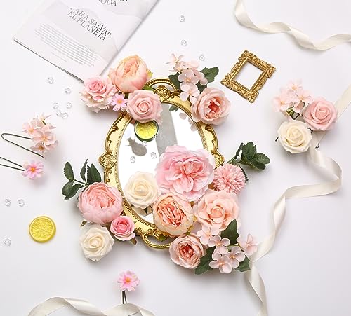 Artificial Flower Pink Peony Rose, Silk Peonies Faux Flowers for DIY Wedding Bouquet Bridal Shower Cake Flower - color: Blush Pink Peony
