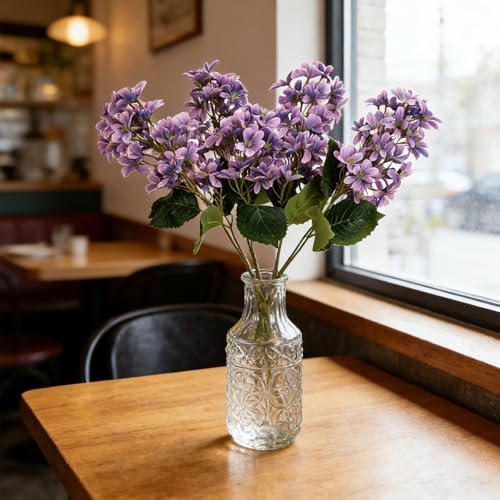 4PCS 29.2inch Lilac Artificial Flowers Purple Fake Delphinium Long Stem Silk Real Touch Flower Faux Lilac Floral Arrangement for Tall Vase Table Wedding Garden Home Decoration（Purple） - color: 29.2inch Purple