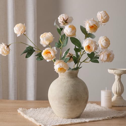 Ceramic Flower Vase Home Decor, 7.4 in Farmhouse Table Vases Rustic Vintage Living Room Kitchen Bedroom Decoration Pottery Decorative Vases for Flowers House Shelf Office Desk Dining Entryway, Retro - color: 7.4 in - Retro