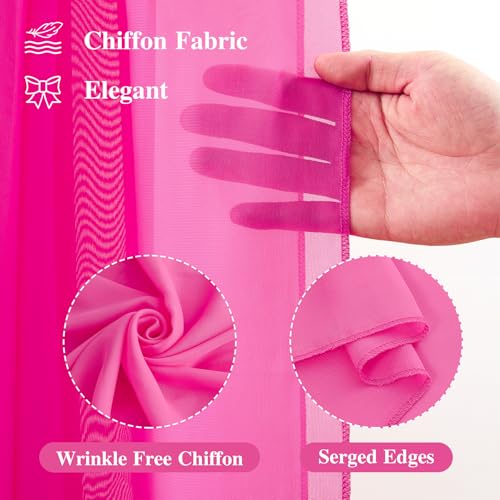Wedding Arch Draping Fabric, 2 Panels 18FT Hot Pink Sheer Backdrop Curtain Chiffon Fabric Drapery Voile Scarf Draping Panels for Wedding Archway Ceremony Curtain Valance Party Decoration - color: Hot Pink Drapes Curtain, size: (2 Panels )6 Yards/36ft