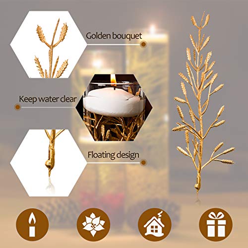 WILLBOND 50 Pcs Faux Flowers for Floating Candles Floating Flowers Vase Fillers for Centerpieces Mini Flower Filler Filling in Cylinder for Wedding Centerpiece Party Decor (Gold) - color: Gold