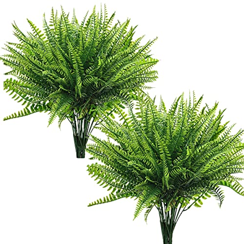 Artificial Boston Fern Plant Bushes, Plastic Shrubs Grass Leaves Fake Plants Outdoor Indoor Greenery Home Garden Décor UV Resistant Table Centerpieces DIY Decoration Planting Filler 8 Pack - color: Persian Grass/ 8 Pcs